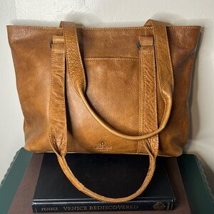 Wild West Los Angeles Brown Cognac Leather Purse Tote Organizer Bag